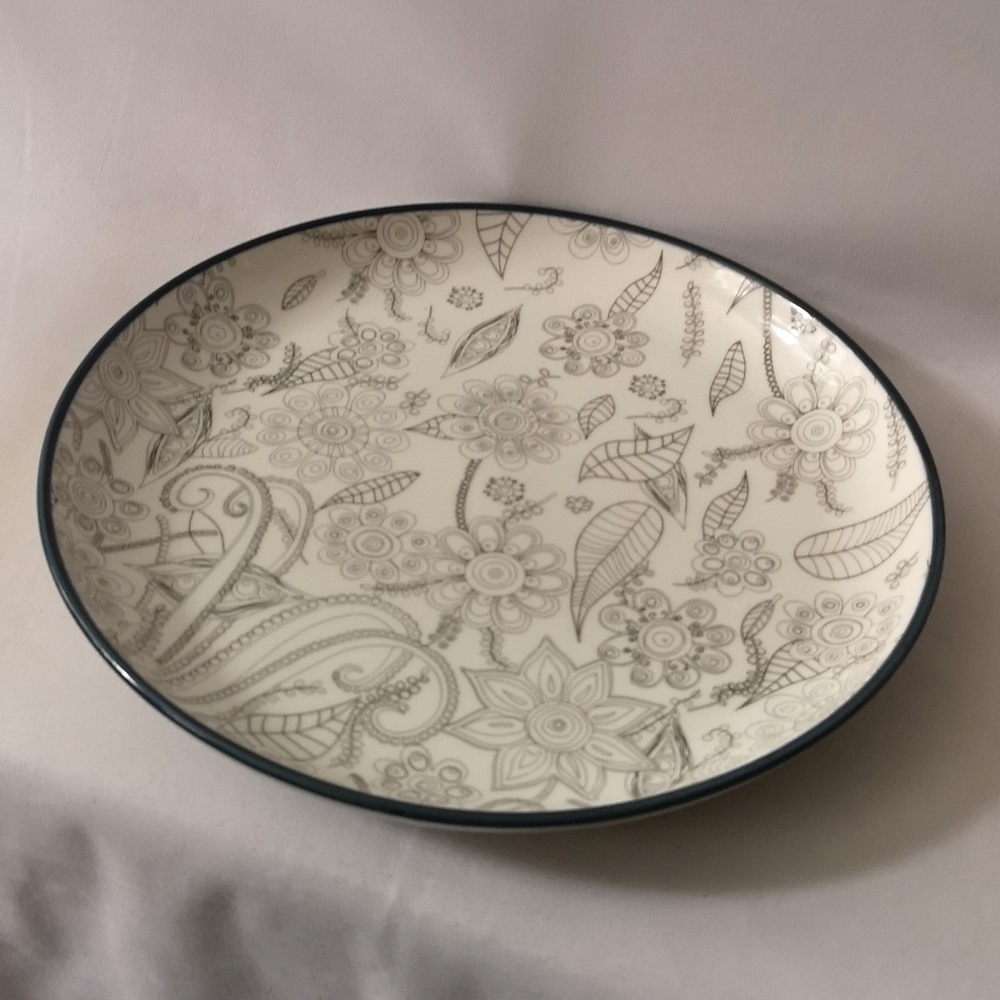 Christopher Vine Australia Decorative Plate with Floral and Leaf Sketch Design